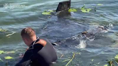 Divers-sappers of the State Emergency Service of Ukraine removed part of the drone from the Dnipro -State Emergency Service of Ukraine(more info in the comments)