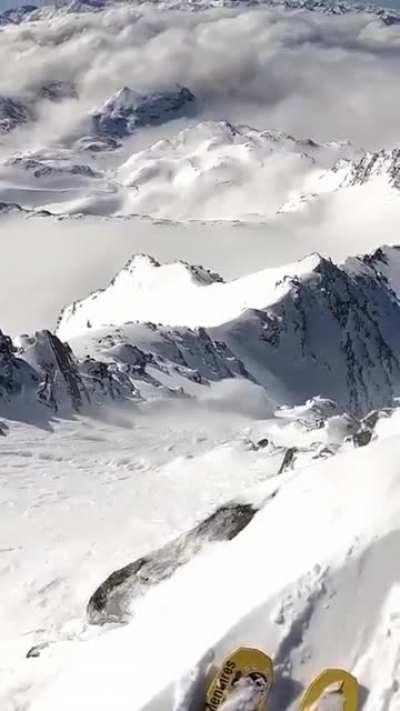 Making small avalanche on mountain