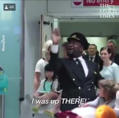 First time Pilot celebrating his first landing of a Boeing 787