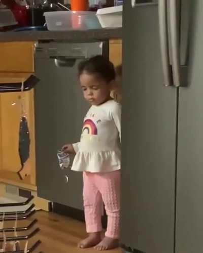 Kid pretended to be sleeping when she got caught stealing snacks