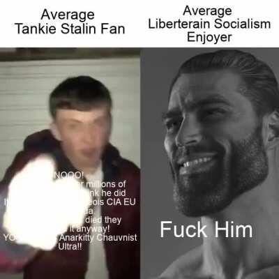 Average Tankie fan vs Average Libertarian Socialism Enjoyer