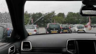 Waiting in the car. ⛈️