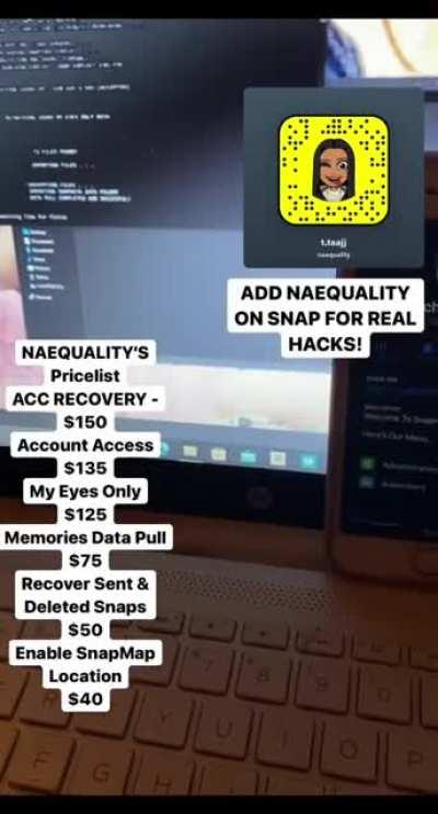 Go add @naequality on snap to order social media hacks for platforms such as instagram, snapchat, twitter , facebook , tiktok , emails &amp;amp; iclouds + so much more. Group Link In Comments Below