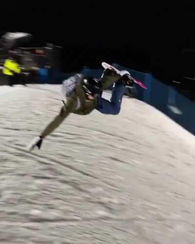 Snowboarder flying through the air