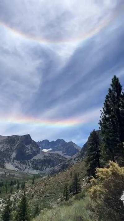 With the right atmospheric condition, two solar halos can be formed at 22° and 46° around the sun.