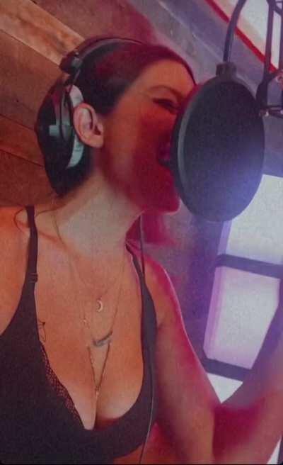 singing in the studio