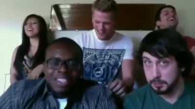 9 year old clip from band Pentatonix live on radio