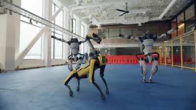 Boston Dynamics machines flawlessly and soulfully dancing in rhythm.