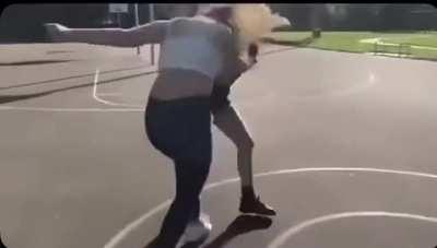 Blonde Loses & Gets Pounded on Basketball Court