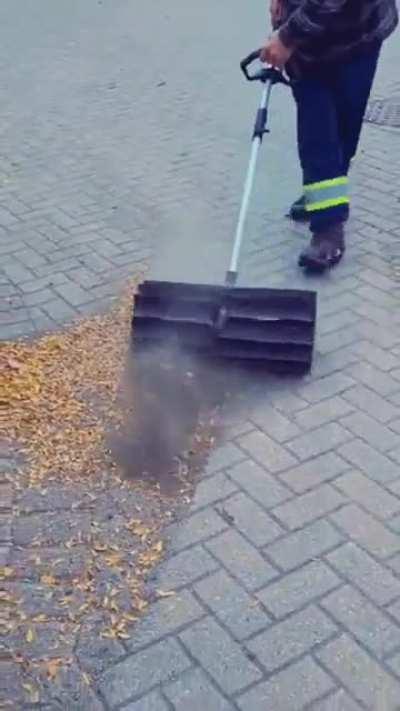 Power brooming these leaves