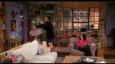 When Ross handed Chandler a lamp