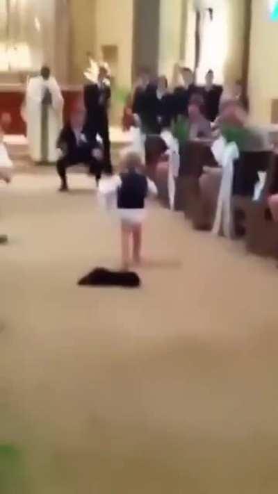 Ring-bearer loses his pants