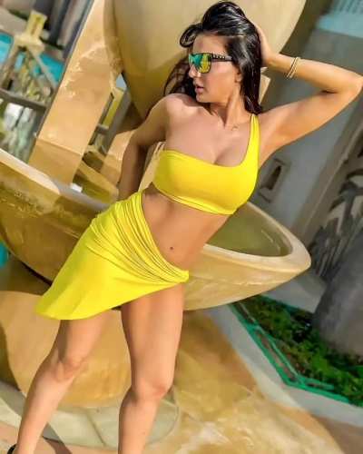 Ameesha Patel Yellow Monokini