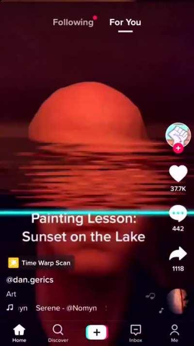 Painting lesson: Sunset on the lake.