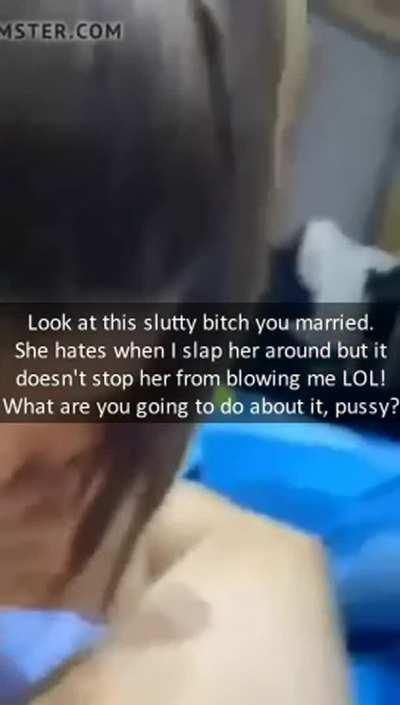 Your bully loves to show you how he treats your wife while she's trying to make him cum.