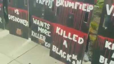 Columbus protesters create big signs lined with the names of specific Columbus Police officers &amp;amp; their acts of violence