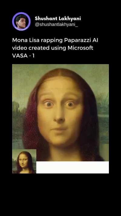 Mona Lisa rapping Paparazzi AI video created using Microsoft VASA - 1