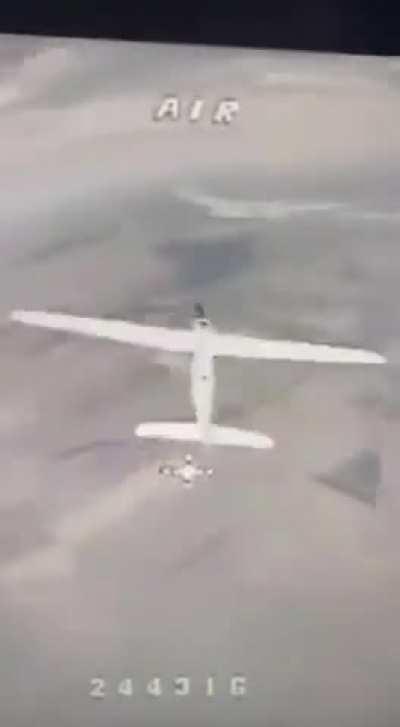 Russian UAV Orlan-10 shot down by FPV drone in Kherson region. Operators of the Marine Corps' 414th Separate Unmanned Attack Aircraft Systems Battalion. Published June 14, 2024