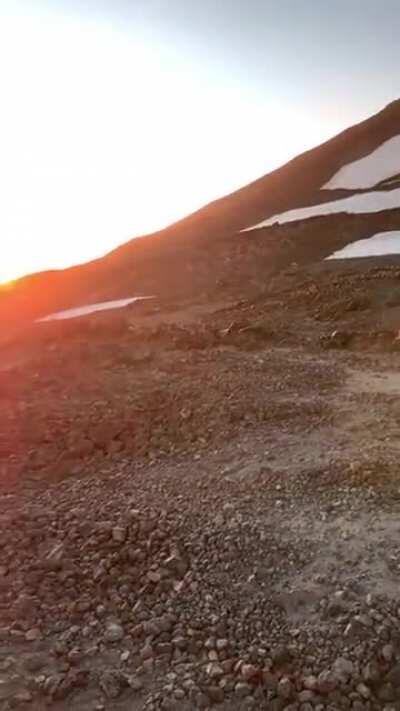 Extraterrestrial sunset from our base camp at Lunch Counter on Mt. Adams. Stellar views of Mt. St Helens, Mt. Hood, and Mt. Jefferson.