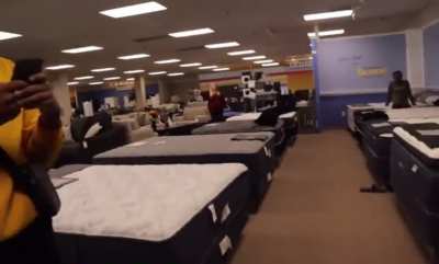 Youtuber Jumps On Beds In A Mattress Store