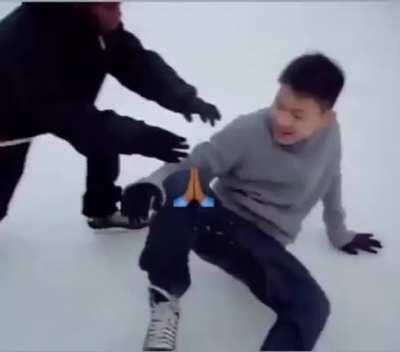 Young Smokedawg🕊 having some fun at the Regent Park skating rink.