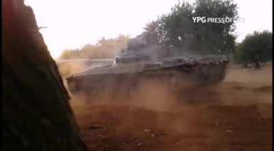 Rare video of a YPG T-72 Ural in action,unkown date or location captured from Syrian rebels