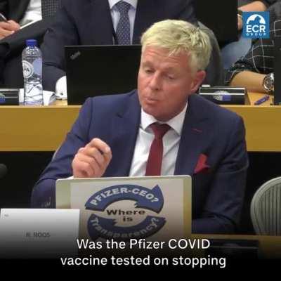 In COVID hearing, Pfizer director admits the vaccine was never tested on preventing transmission. 