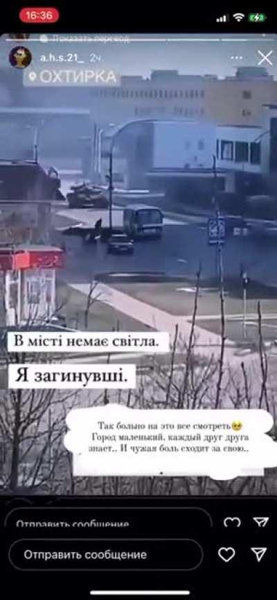 Russian Tanks getting fired on, in Sumy Region