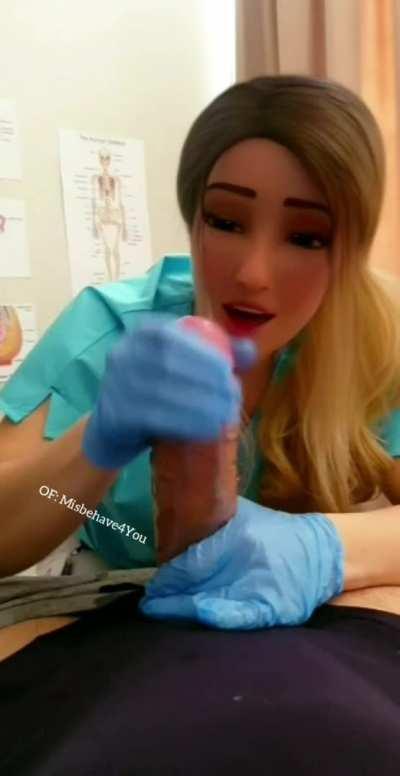 Nurse treats his viaga overdose. Massive edging cum explosion!