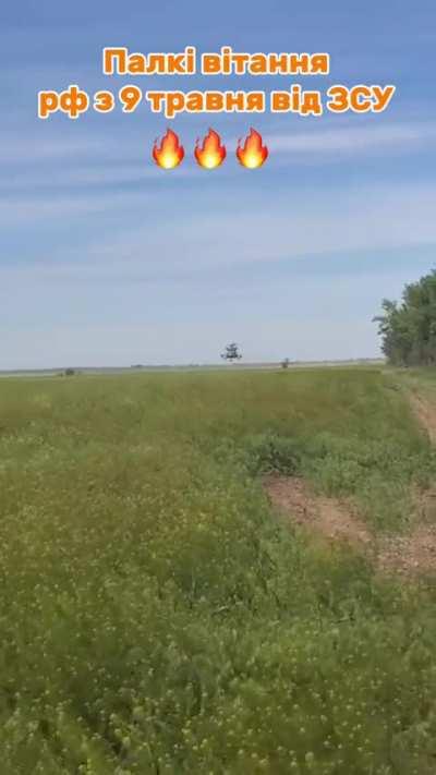 A pair of Mil Mi-8 helicopters making indirect rocket fire at Russian positions somewhere in Ukraine. 09/May/2024