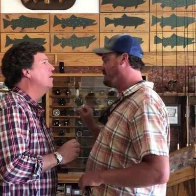 Montana man runs into Tucker Carlson and tells him that he's the worst human being on the planet. Someone give this man a medal for saying right to Tucker's face what we're all thinking.