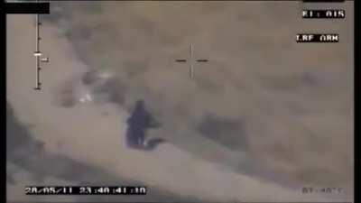 Taliban fighters making their escape on a motorcycle are intercepted by an A-10 Thunderbolt II (May 28, 2011)