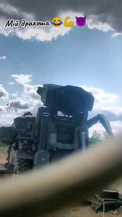 A Danish supplied 155 mm Caesar self-propelled gun being operated by Ukrainians in the east of the country.