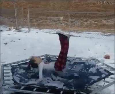 Trampolines and ice don't mix...