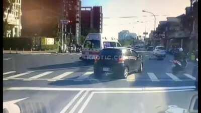 biker crashes right into an ambulance, D or V?