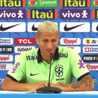 Richarlison, player from Brazil national team, when an English journalist hesitated before asking a question