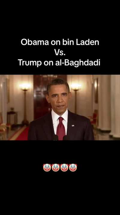 When Obama went on TV to announce they killed bin Laden, he spoke for 9.5 min. When Trump did the same about al-Baghdadi, he spoke for 48 min. Jimmy Kimmel mashed up the speeches and the result is great.