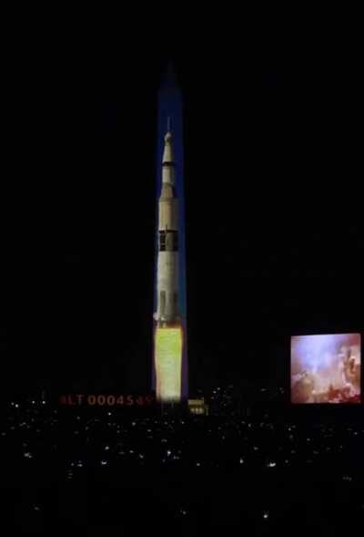 Launch of the Saturn 5 rocket for the Apollo 11 mission projected on the Washington Monument. I was even thrilled to see this video for the first time.