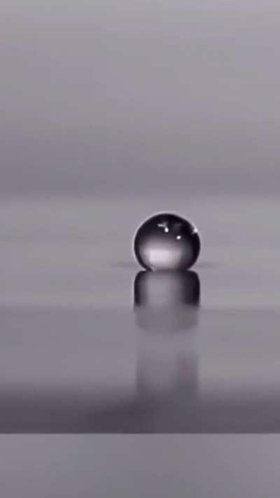 Water droplets don't sink immediately when they hit water