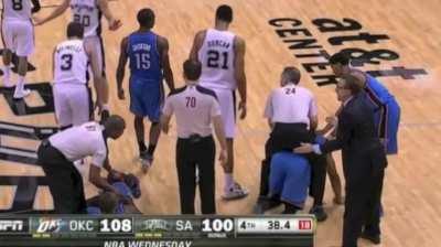 Referee riding Derek Fisher like a horse