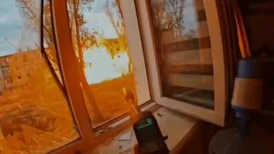 Ukrainian soldier is firing towards a Russian position has a close call with an incoming grenade launcher shell. Toretsk, Donetsk region. &quot;Enei&quot; Battalion of the Lyut Brigade