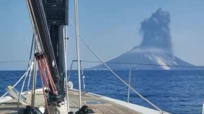 The Stromboli volcano eruption, 03 July 2019