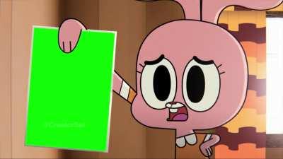 [GREEN SCREEN] Anais showing a piece of paper to Nicole - The Amazing World of Gumball