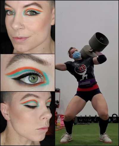 Yesterday's fun graphic makeup ðð§¡ and the lift I did while wearing it ðªð· people always ask what my workouts look like, so here ya go!