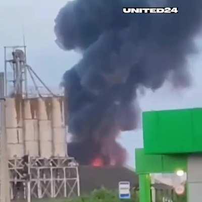 The Platonovskaya Tank Farm in Tambov region, Russia, is on fire after drone attack