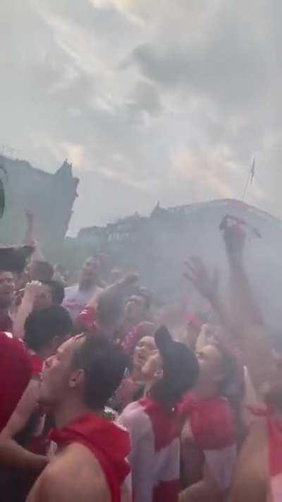 Copenhagen city center after Denmarks victory against Czhechia