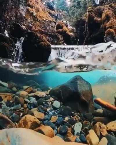 The sheer clarity of this waterfall in Alaska