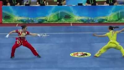 Awesome Chinese spear dodgin performance