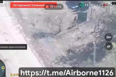 A Ukrainian pilot of the 25th Airborne Brigade's UAV unit witnessed a pair of Russian soldiers trying to demine an explosive device. Something went wrong and the IED or mine detonated, leaving 1 KIA, 1 WIA. Novohrodivka, Donetsk region. October 2024