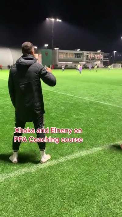 Xhaka and Mo doing their coaching courses